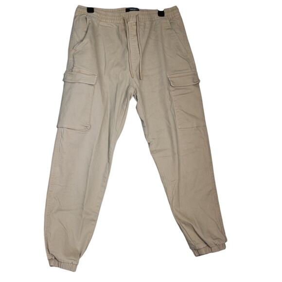 Mens Forever 21 Beige Drawstring Joggers Heavy cotton/spandex‎ blend Size Large - Picture 1 of 6